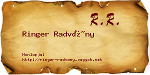 Ringer Radvány névjegykártya